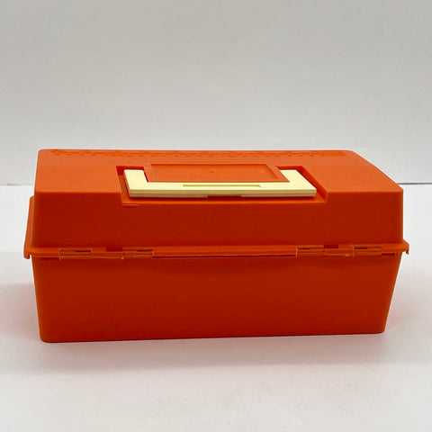 Vintage Snoopy Zebco Catch'em Box Orange Plastic Tackle Utility Box Woodstock