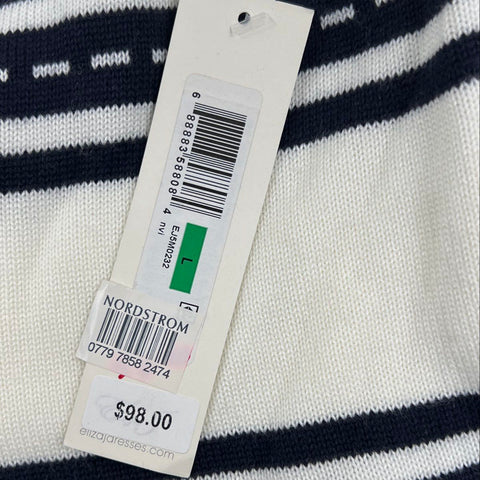Eliza J Women's Sweater Dress Ivory Black Pink Striped A-Line NWT Sz L