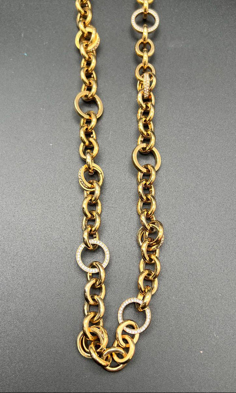 Michael Kors Gold-Tone Pave Crystal Chunky Link Toggle Necklace 26"