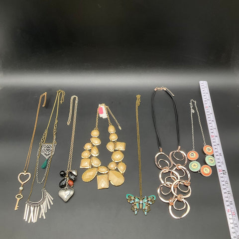 Fashion Statement Necklace Lot of 7 Natasha Boho Nautical Gold Silver Tone