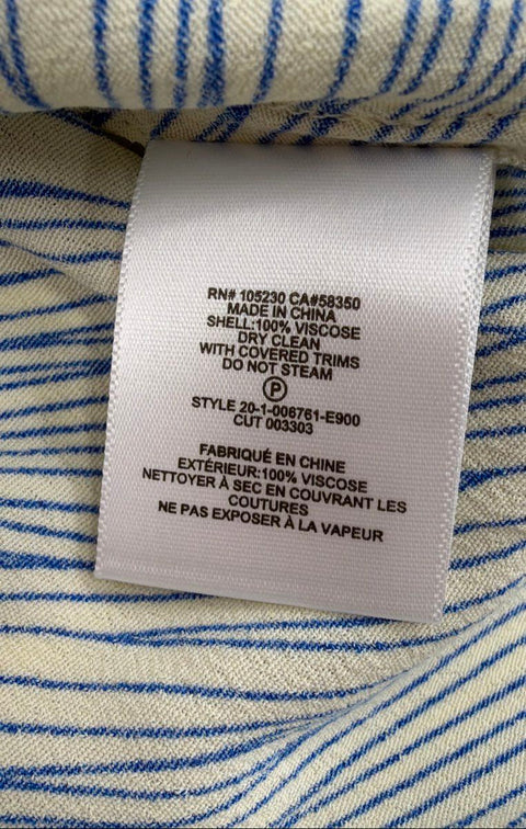 Equipment Femme Women's Blue Cream Abstract Stripe Viscose Button Down Blouse L