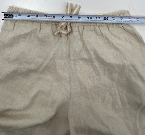 Max Studio London Women's Tan Blended Linen Wide Leg Trousers Mid Rise NWT Sz L
