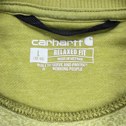 Carhartt Women's Green Relaxed Fit Logo Sleeve Crewneck Sweatshirt Size L
