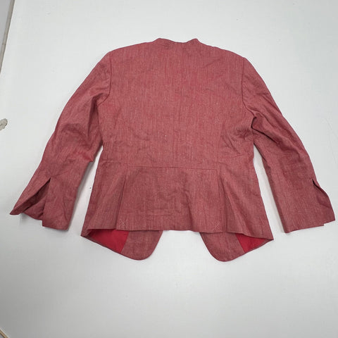 NWT LOFT Red Open Front Collarless Blazer Jacket Women's Size 4