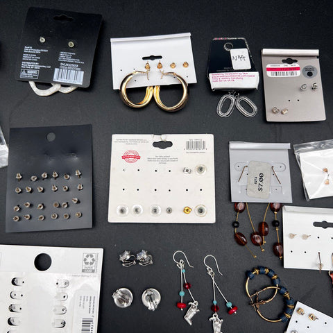 Mixed Costume Jewelry Earring Lot 50+ Pairs Claire's Time and Tru Studs Hoops