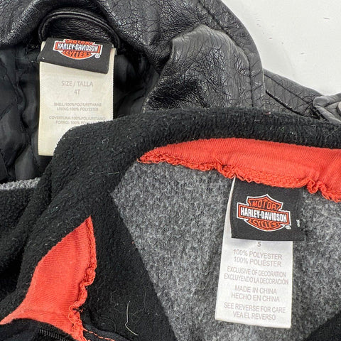 Harley-Davidson Kids Lot 2pc Moto Jacket & Fleece Pullover Sz 4T & 5