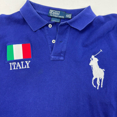 Polo Ralph Lauren Big Pony Italy Flag Custom Fit Polo Shirt Sz XL