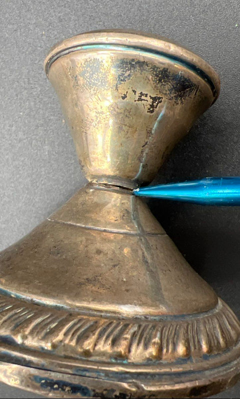 Saart Bros Diamond S Sterling Silver Candlestick Pair Cement Filled Vintage