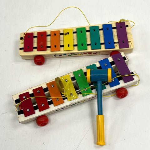 Vintage Fisher Price Pull-A-Tune Xylophone Lot of 2 8-Key Musical Toys 70s 80s