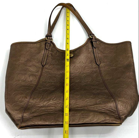Coach Metallic Tote & Taupe Leather Shoulder Bag Handbag Purse Lot of 2 Pieces