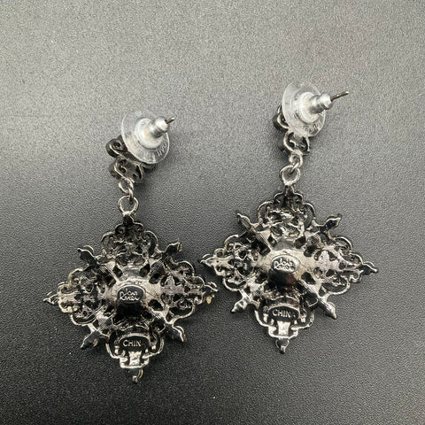 Joan Rivers Classics Blue Crystal Rhinestone Dangle Drop Earrings Signed Box