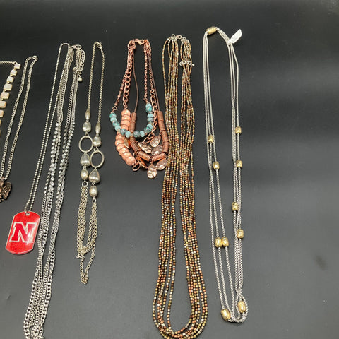 Fashion Jewelry Lot of 7 Necklaces Rhinestone Mother of Pearl Nebraska Eagle