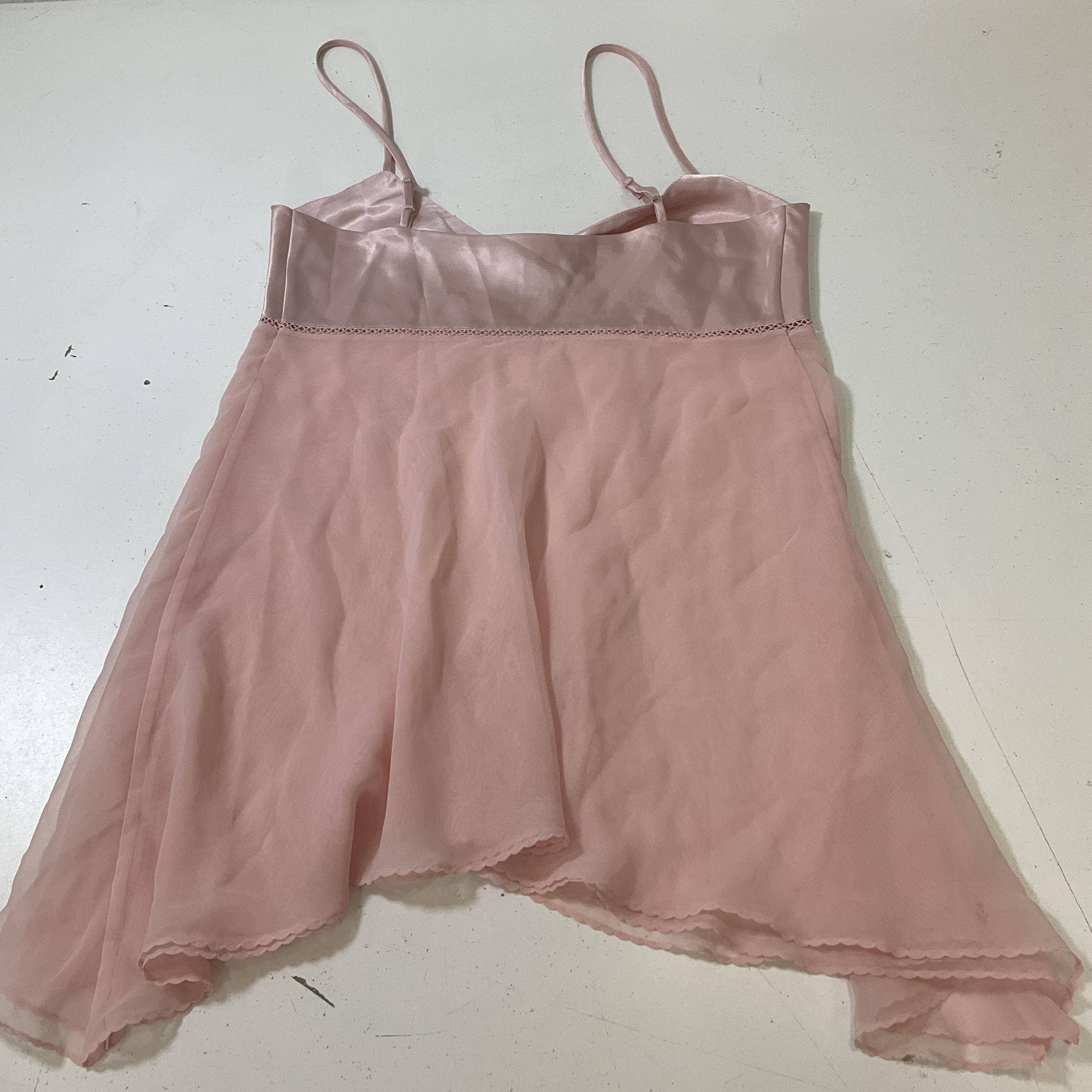 Victoria's Secret Pink Satin Chiffon Babydoll Chemise Hanky Hem Sz S Vintage Y2K