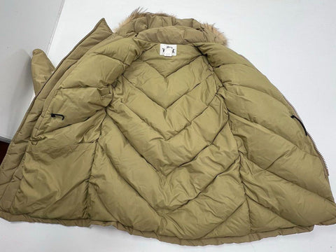 Vintage 80s Woolrich Men's Arctic Parka Down Coat Coyote Fur Hood Tan Sz M