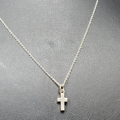 925 Sterling Silver Small Cross Charm Necklace 1.75g