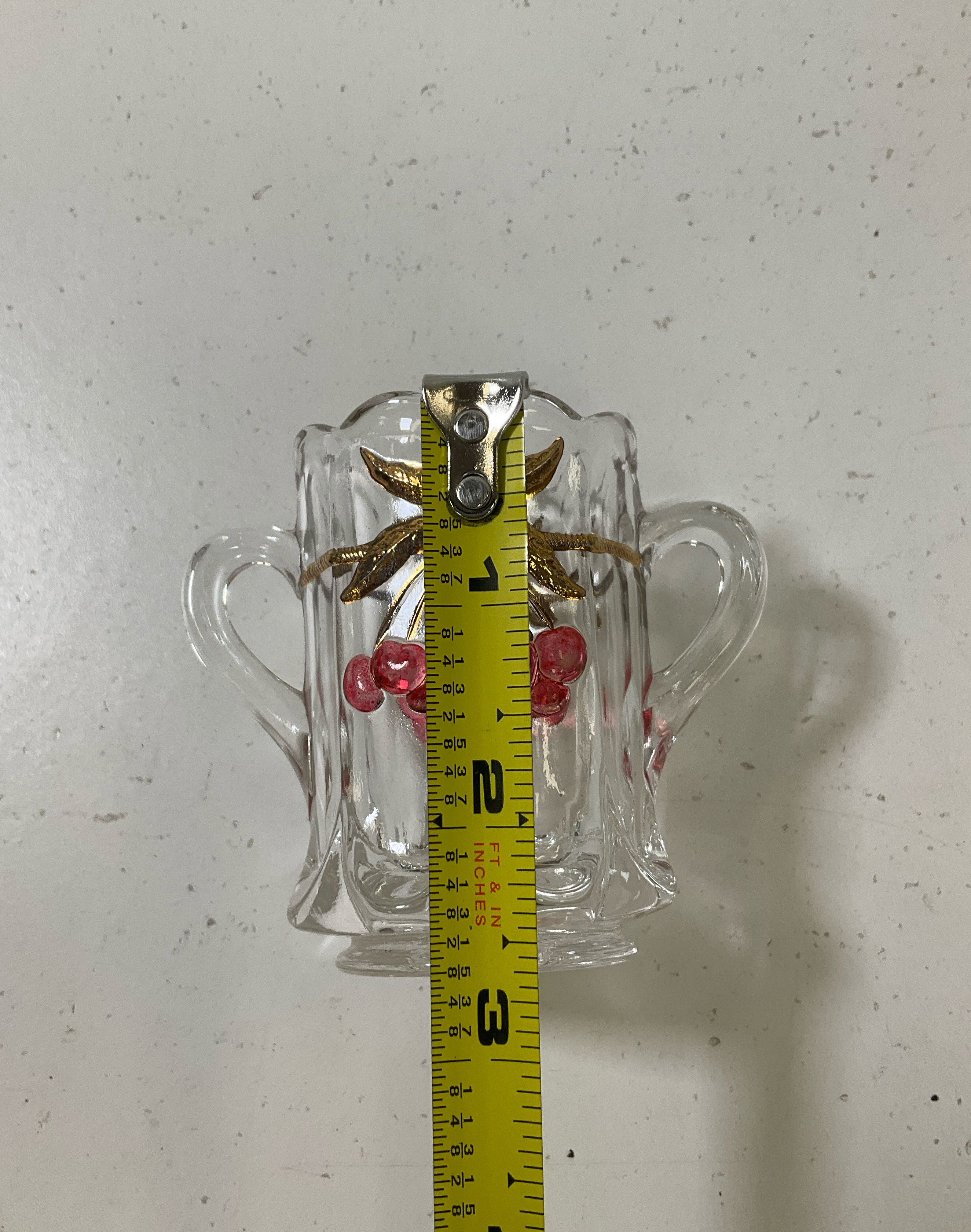 Vintage Northwood Cherry And Cable Clear Ruby Glass Small Mini 3" Open Sugar