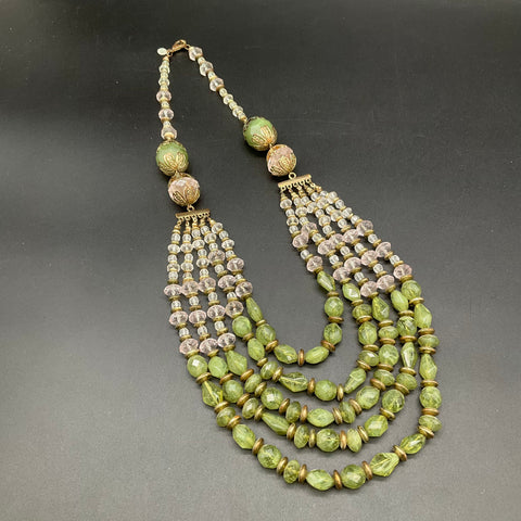 Lydell NYC Statement Beaded Necklaces Lot of 3 Boho Heart Pendant Multi-Strand