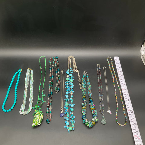 Mixed Costume Jewelry Lot of 10 Necklaces Beaded Pendant Multi-Strand Styles