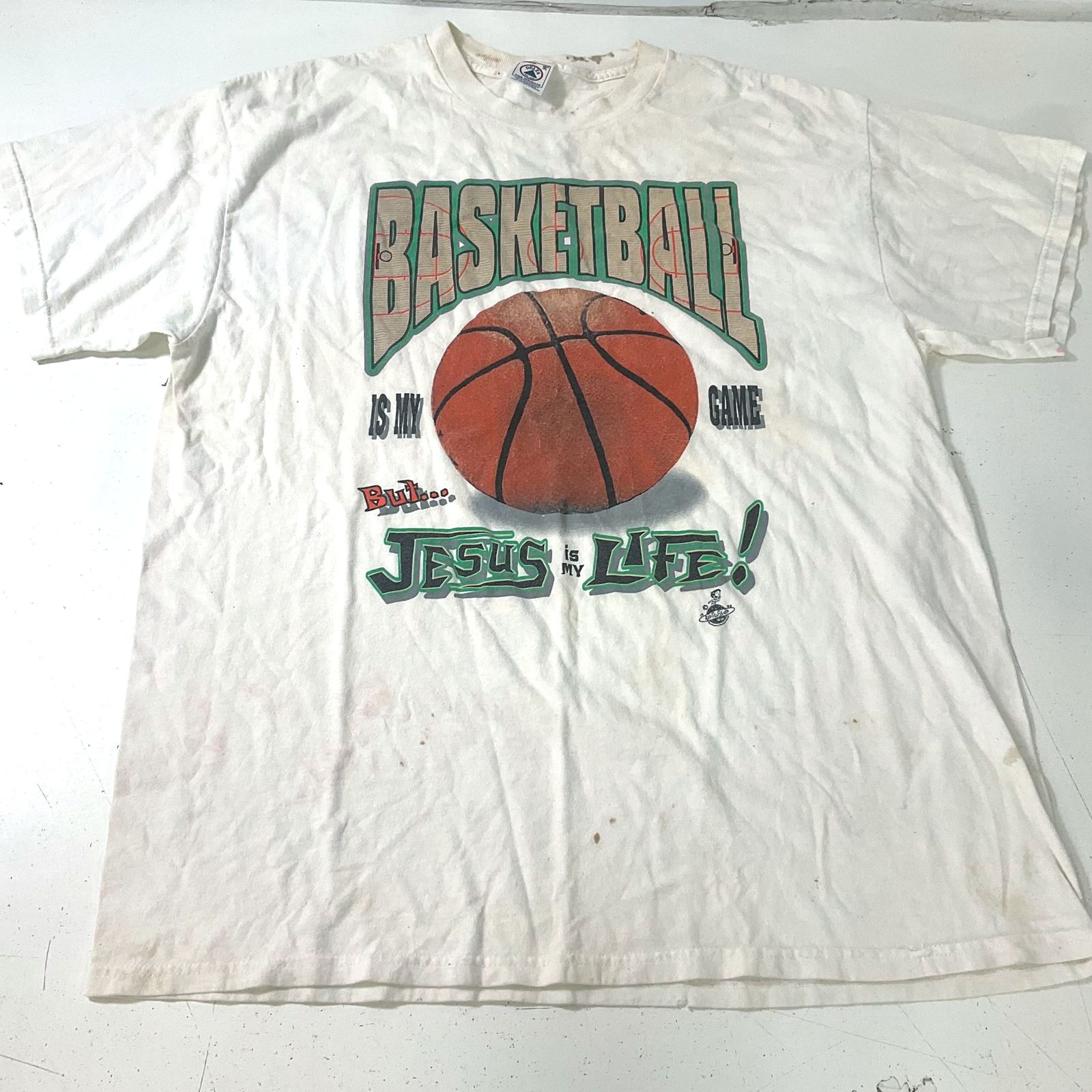 Vintage Delta Men's White Basketball is My Game Jesus is Life T-Shirt Size Large