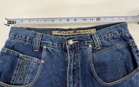 Vintage 90s Paco Jeans Men's Blue Baggy Wide Leg Denim Shorts Sz 32