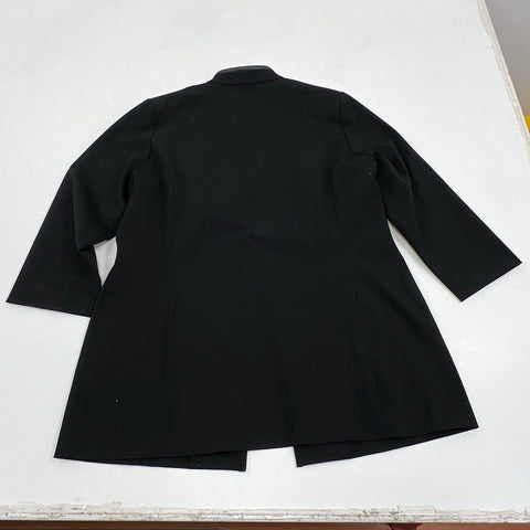 Ming Wang Women's Black Military Band Jacket Faux Leather Trim Topper Size M