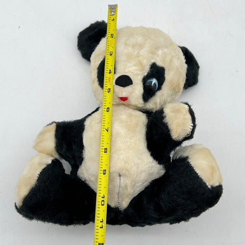 Vintage Panda Plush Stuffed Animal Googly Eyes Black White 10 Inch