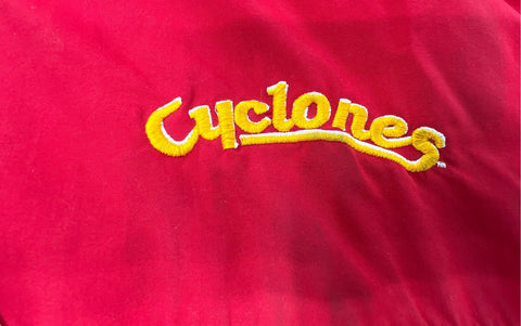 Vintage 90s DeLong Iowa State Cyclones Hooded Quilted Jacket Made USA Sz L
