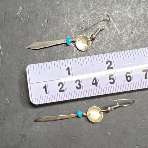 Sterling Silver Dangle Feather Rainclouds Turquoise Earrings
