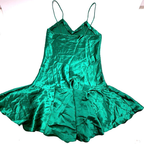 Vintage 90s Victoria's Secret Women's Emerald Green Satin Robe Slip Set Sz S OS