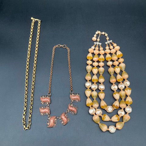 Vintage Costume Jewelry Lot 5 Necklaces Lisner Park Lane Rhinestone Beaded 0.5lb
