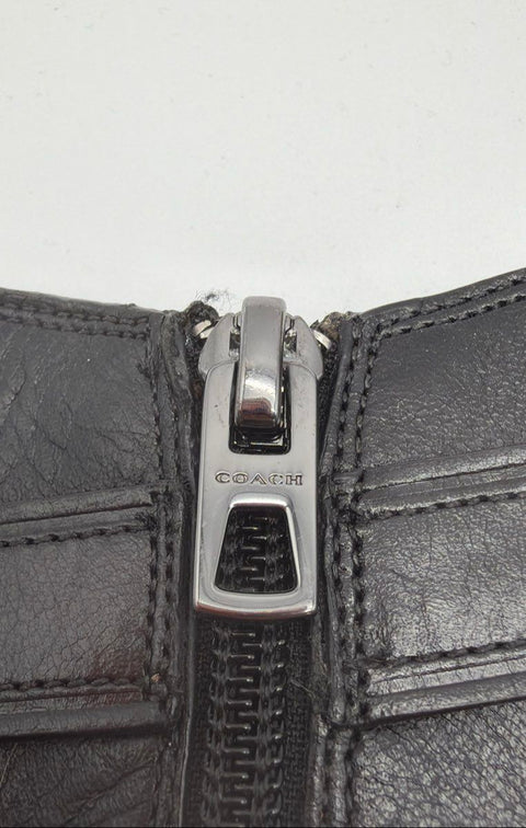 Coach Alessandra Black Leather Wrap Strap Ankle Boots Block Heel Size 10