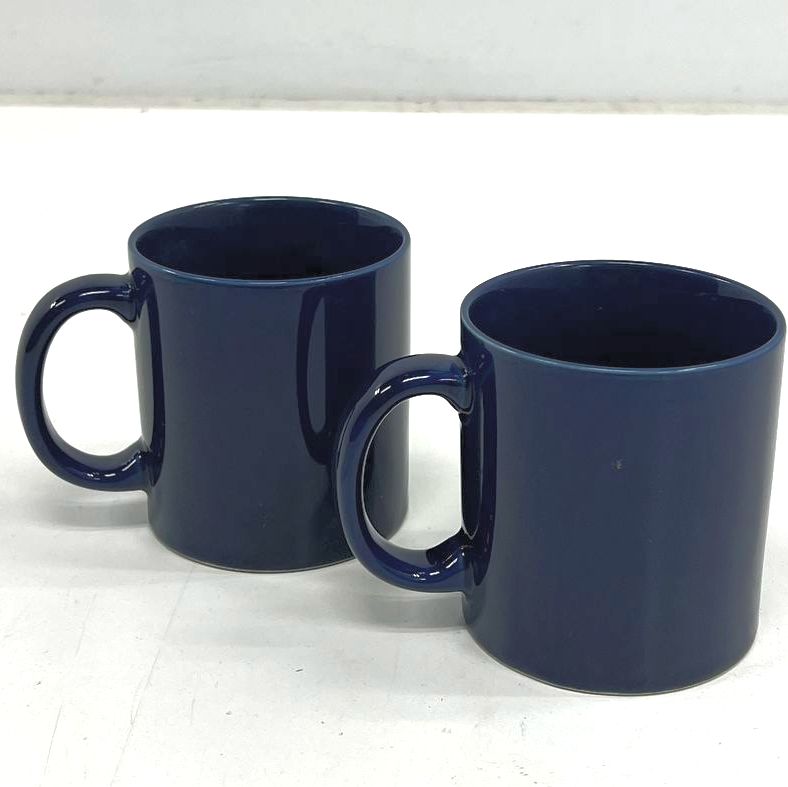 Vintage Yamato Japan Ceramic Coffee Mugs Cobalt Blue Glaze Lot of 2
