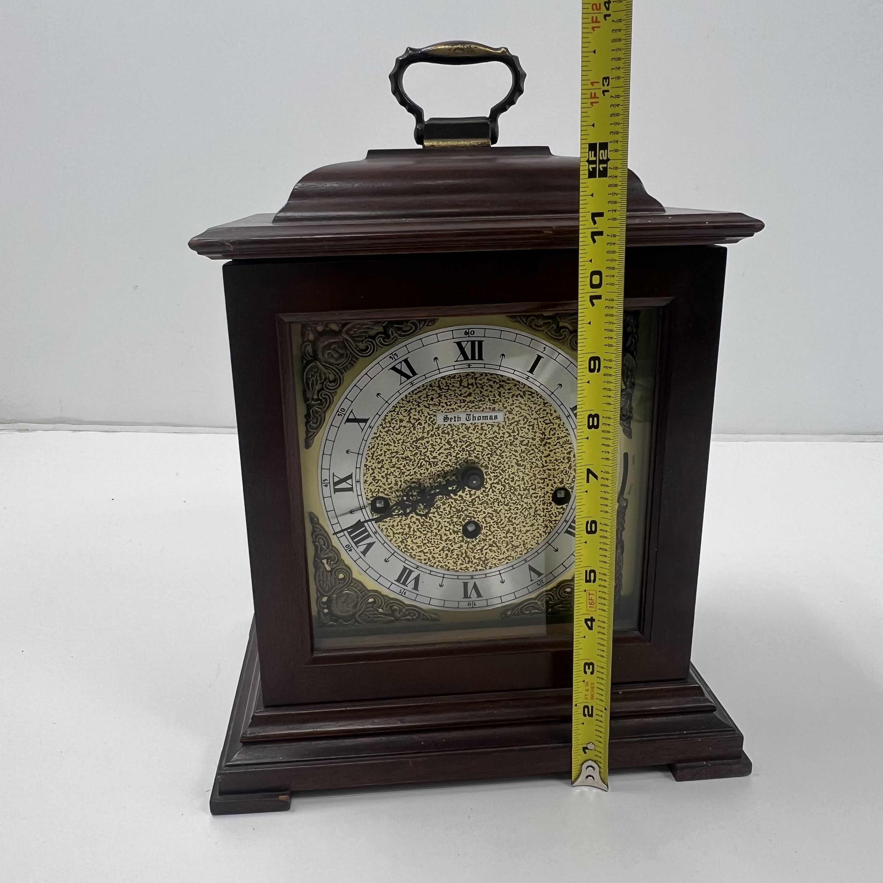 Seth Thomas Legacy 3W Mantle Clock Brown Westminster Chime Model 1314-000