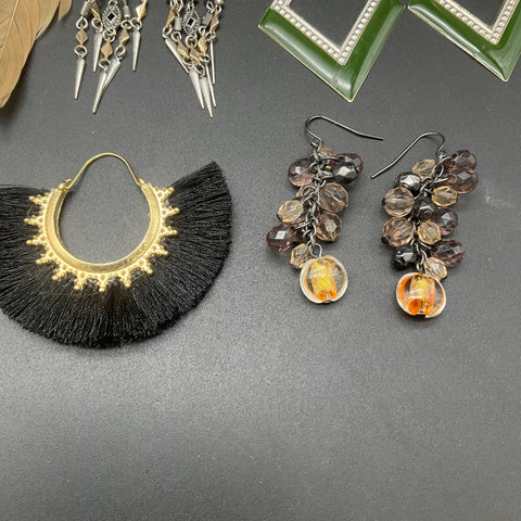 Bohemian & Retro Fashion Earrings Lot of 23 Pairs Tassel Feather Chandelier