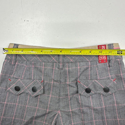 Vintage Y2K That's So Raven Girls Gray Pink Plaid Cuffed Glen Check Pants Sz 8