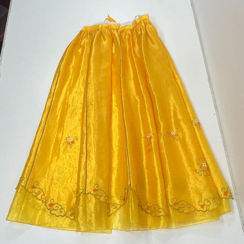 Unbranded Women's Yellow Korean Hanbok Dress Embroidered Floral 2-pc Set Sz L