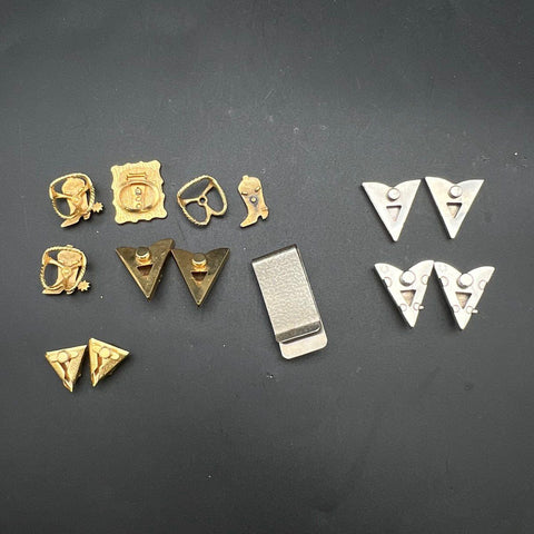 Western Accessory Lot 14 Pieces Collar Tips Bandana Slides Money Clip Vintage