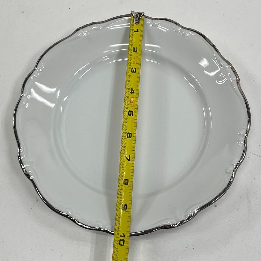 Vintage Johann Haviland Baroque Platinum Rim Dinner Plates Lot of 12 Bavaria