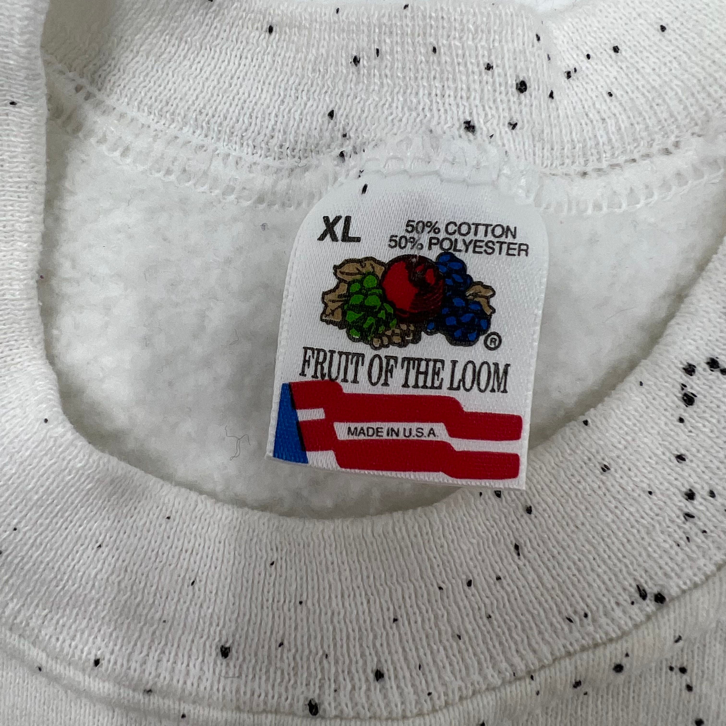 Vintage 90s Fruit of the Loom Cat Halloween Applique Splatter Sweatshirt Mens XL
