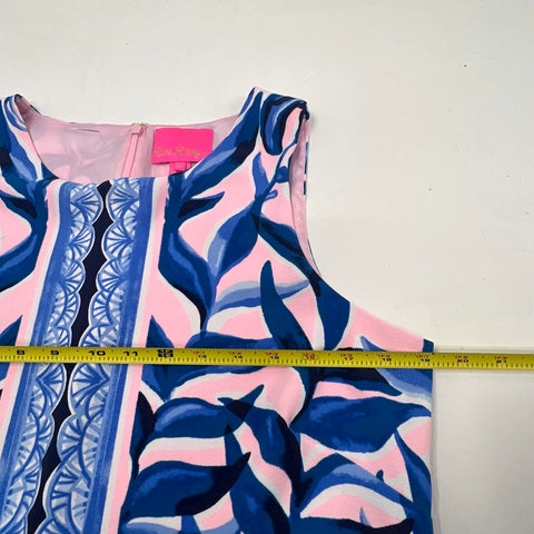 Lilly Pulitzer Donna Romper Blue Pink Palm Leaf Print Sleeveless Jumpsuit Size