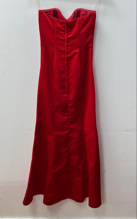Vintage 90s Jessica McClintock Gunne Sax Women's Red Strapless Gown Dress Sz 3