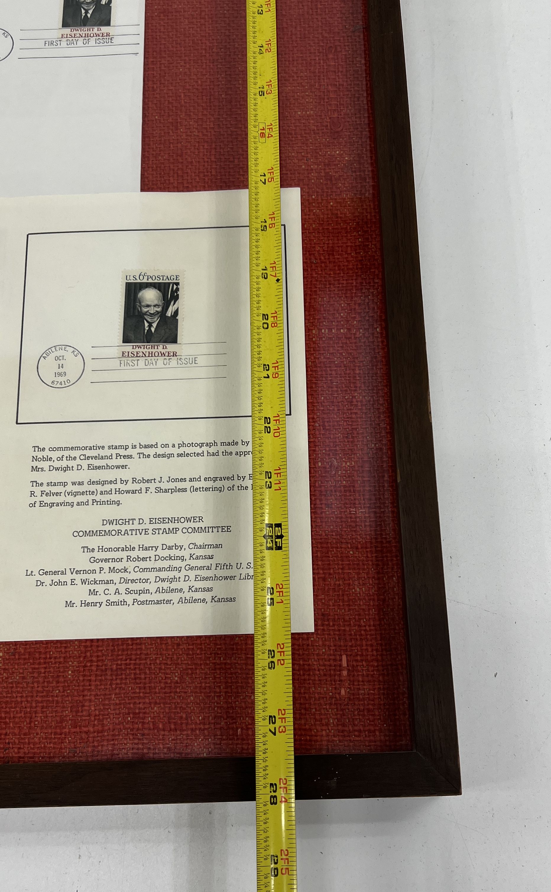 Dwight D Eisenhower Framed Stamp Collection 1969 First Day Cover FDC Ephemera