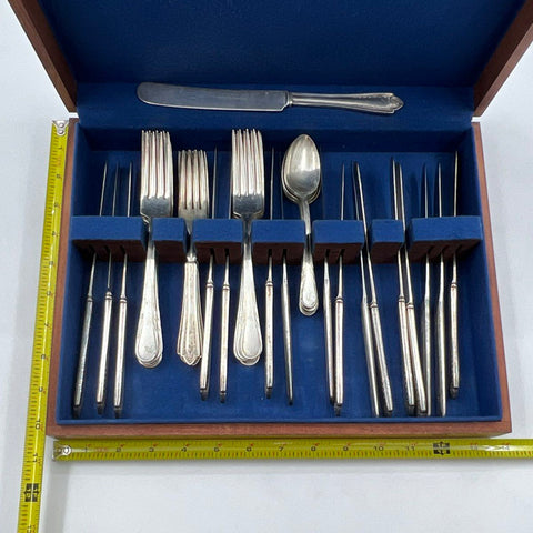 Argyle Silver Plate & Tudor Stainless Flatware Assorted Lot 25pc with Chest