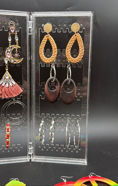 Mixed Costume Jewelry Lot 30+ Pairs Earrings Hoops Dangles Boho Retro Styles