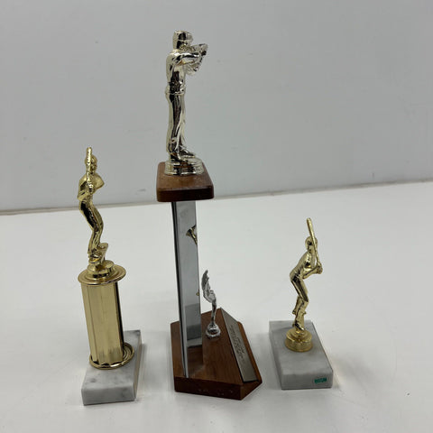 Vintage Trophy Lot 1963 Gun Club 1980s Softball Baseball MCM Marble Base