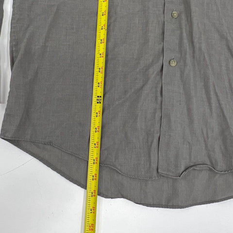 Vintage 90s Yves Saint Laurent Men's Gray Button Up Dress Shirt Sz 16 34/35