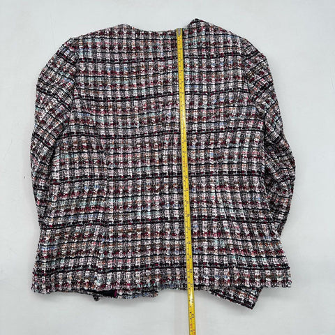 Talbots Women's Petite Multi-Color Tweed Plaid Open Front Blazer NWT Sz 6P