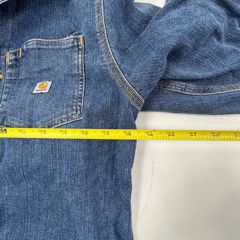 Carhartt Womens Blue Denim Chore Coat Jacket WC019 Workwear Size Medium