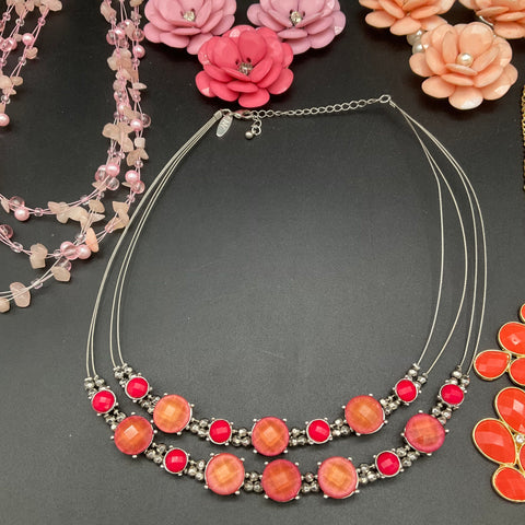 Costume Jewelry Lot 10 Necklaces Vintage to Modern Statement Beaded Floral