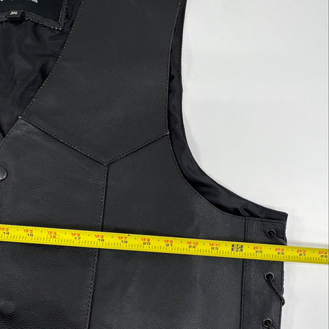 Coast to Coast Outfitters Leather Biker Vest Side Lace Snap Front Sz 3XL